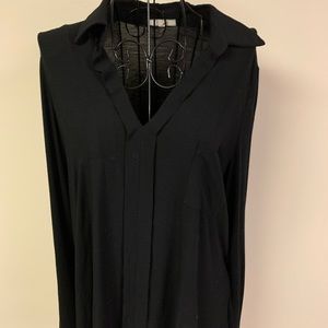 Pleione women’s black dress shirt size M V-cut